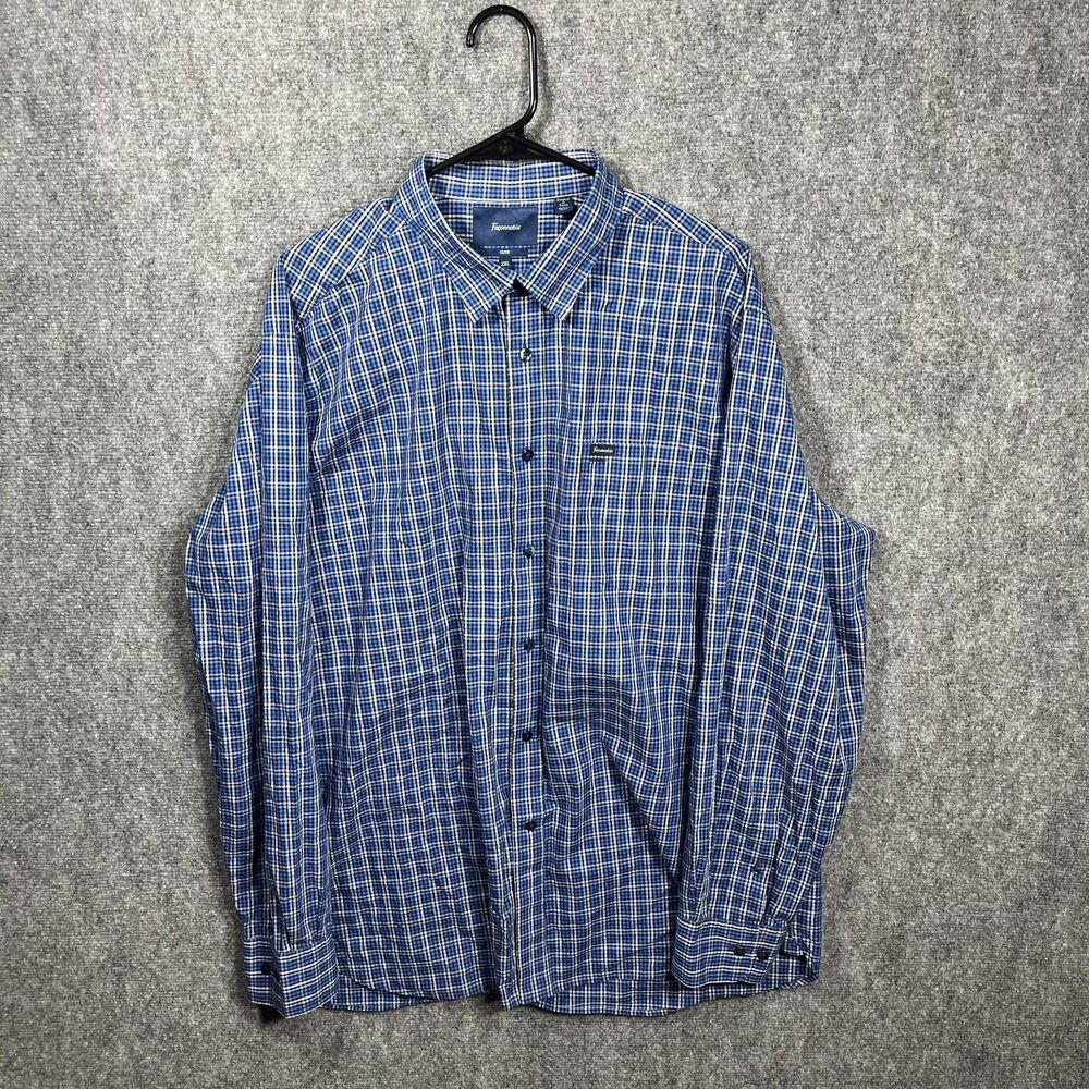 Faconnable Designed in France Club XXL Dress Shirt Blue Check Plaid Button Down‎